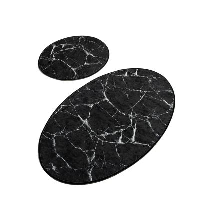 CONJUNTO 2x Tapetes para casa de banho MARBLE 50x60/60x100 cm preto