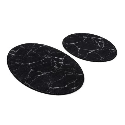 CONJUNTO 2x Tapetes para casa de banho MARBLE 50x60/60x100 cm preto