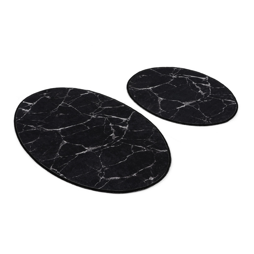 CONJUNTO 2x Tapetes para casa de banho MARBLE 50x60/60x100 cm preto