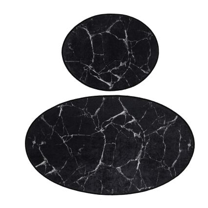 CONJUNTO 2x Tapetes para casa de banho MARBLE 50x60/60x100 cm preto