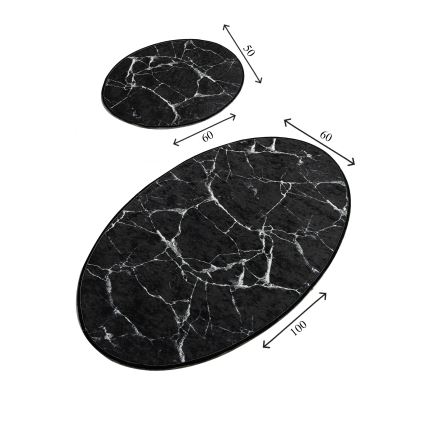 CONJUNTO 2x Tapetes para casa de banho MARBLE 50x60/60x100 cm preto