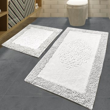 CONJUNTO 2x Tapetes para casa de banho PIANTE 60/100 cm branco