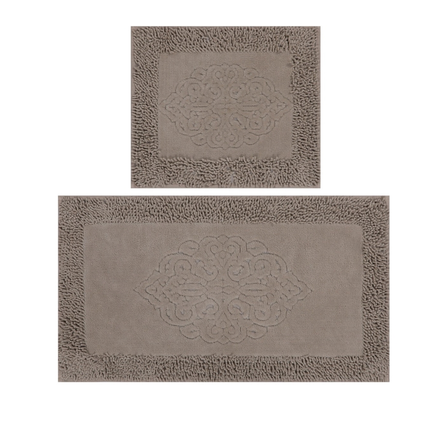 CONJUNTO 2x Tapetes para casa de banho PIANTE 60/100 cm castanho