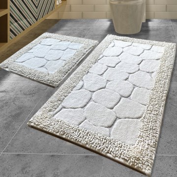 CONJUNTO 2x Tapetes para casa de banho STONE 60/100 cm branco