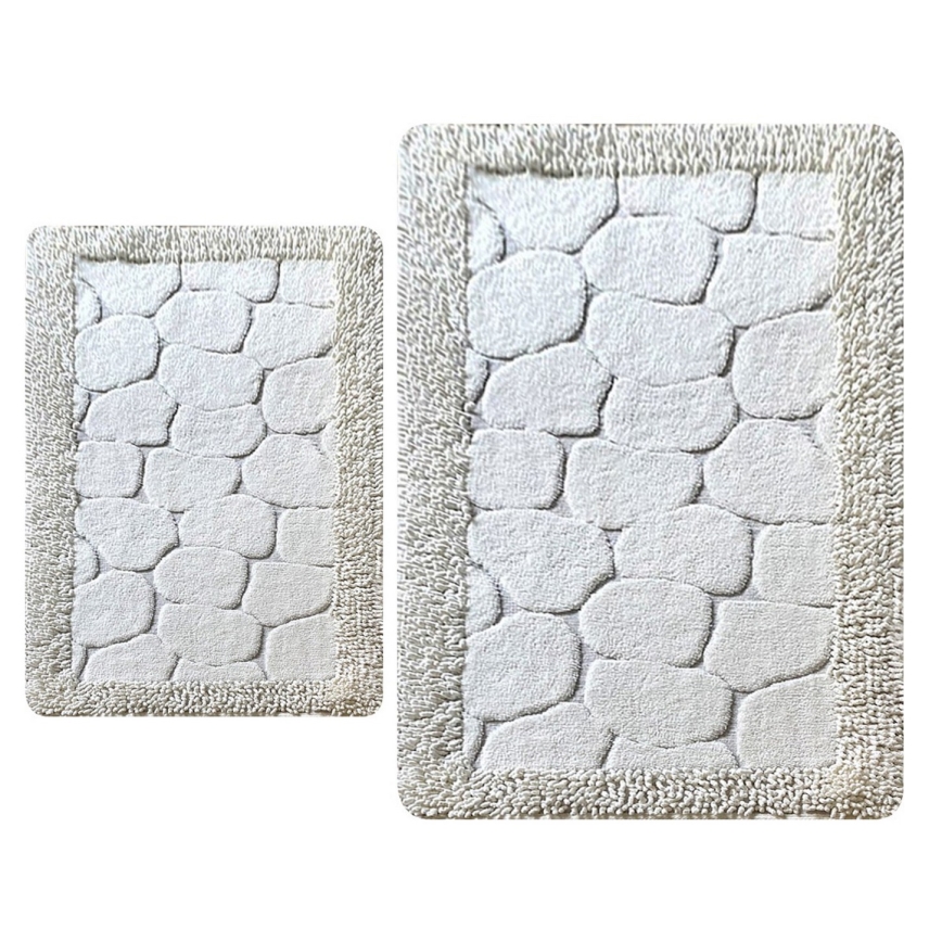 CONJUNTO 2x Tapetes para casa de banho STONE 60/100 cm branco