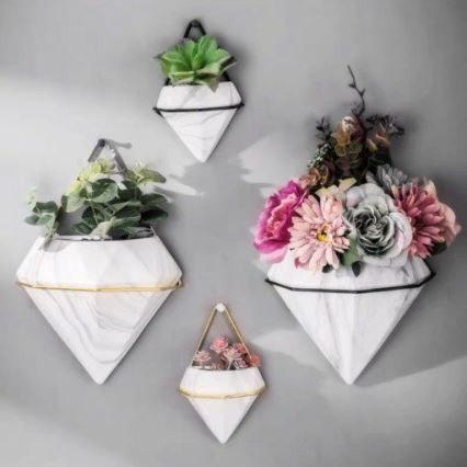 CONJUNTO 2x Vaso de parede para flores SEMELA 23x20 cm dourado