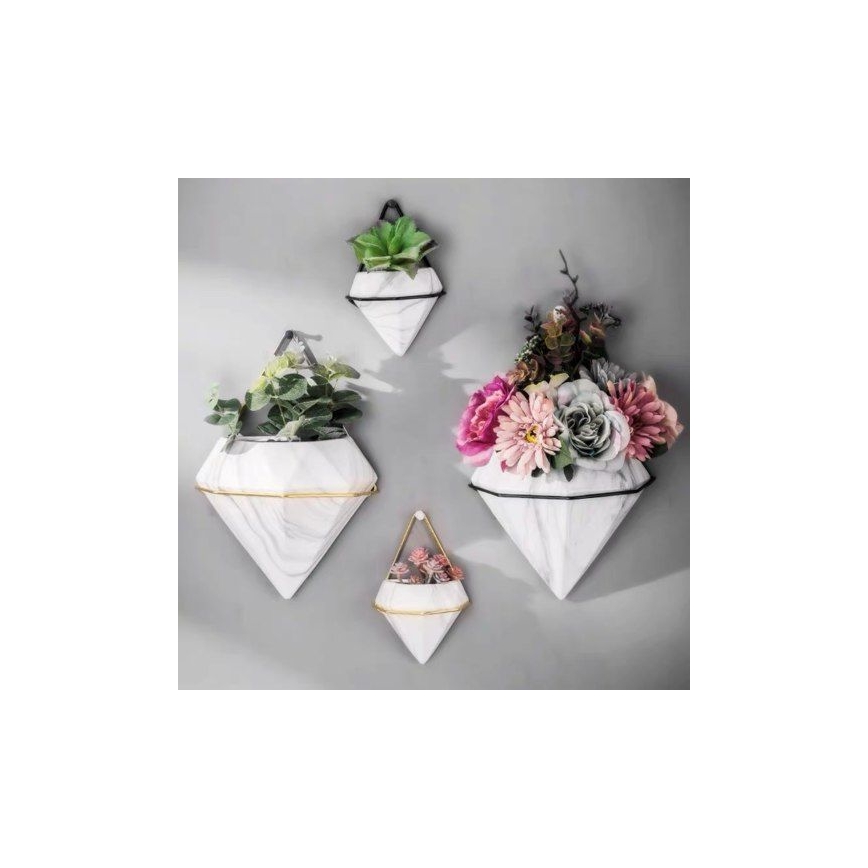 CONJUNTO 2x Vaso de parede para flores SEMELA 23x20 cm dourado
