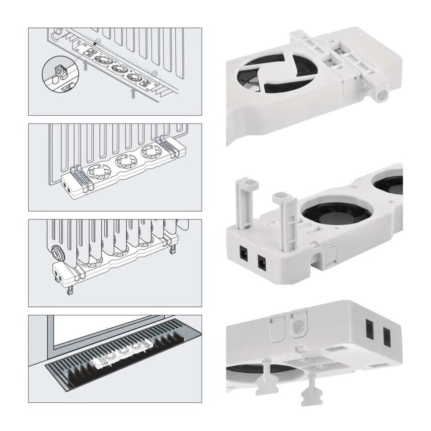 CONJUNTO 2x Ventiladores para radiador 5/230V branco