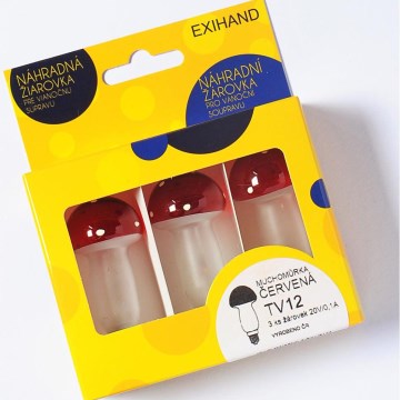 CONJUNTO 3 x Lâmpada de substituição MUSHROOM E10/20V/0,1A vermelho Fabricado na Europa