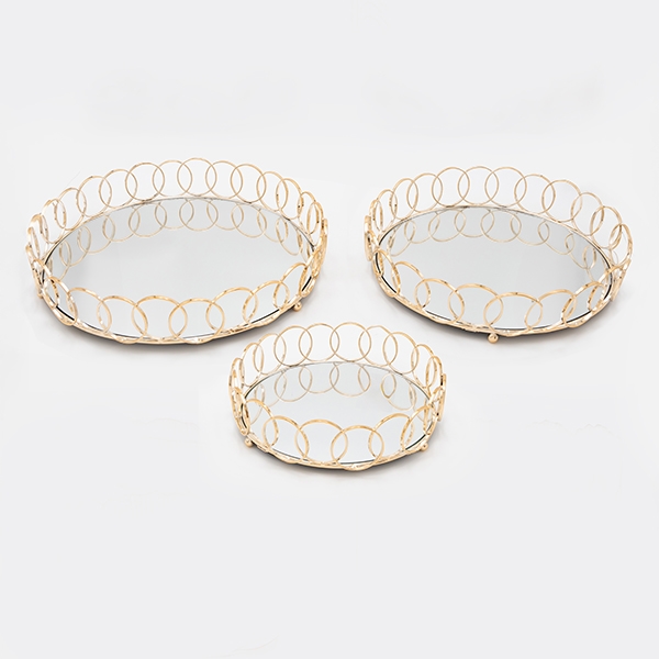 CONJUNTO 3x Bandejas decorativa diâmetro 27/33/37 cm dourado