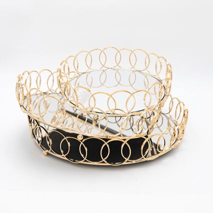 CONJUNTO 3x Bandejas decorativa diâmetro 27/33/37 cm dourado