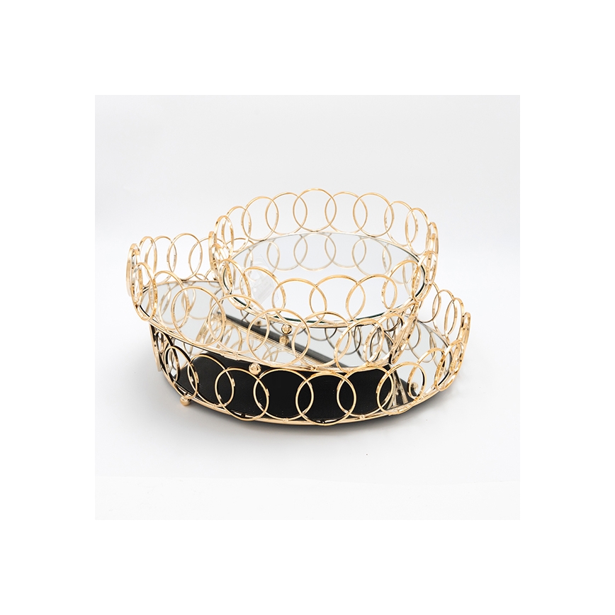 CONJUNTO 3x Bandejas decorativa diâmetro 27/33/37 cm dourado