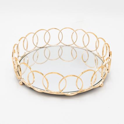CONJUNTO 3x Bandejas decorativa diâmetro 27/33/37 cm dourado