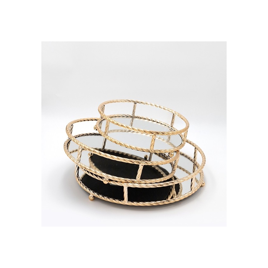 CONJUNTO 3x Bandejas decorativa diâmetro 27/33/37 cm dourado