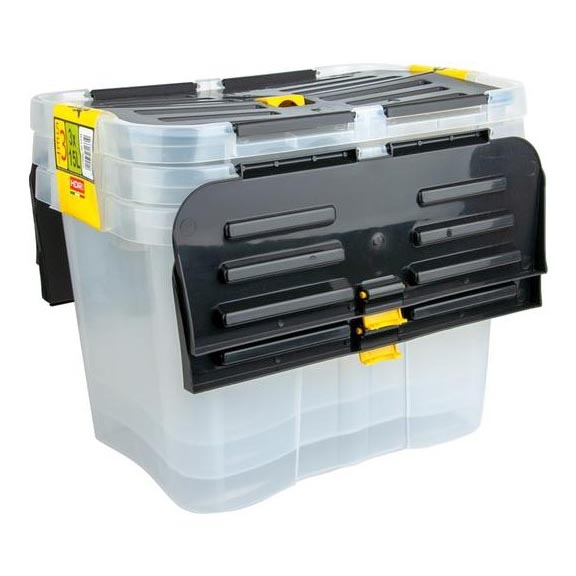 CONJUNTO 3x Caixas de arrumação DRAGON 15 l preto/transparente