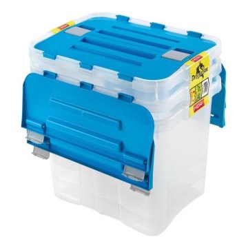 CONJUNTO 3x Caixas de arrumação DRAGON 24 l azul/transparente