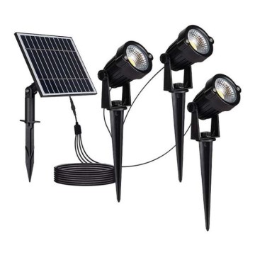 CONJUNTO 3x Candeeiro solar exterior LED 3xLED/1,2W/3,7V IP65 3000K