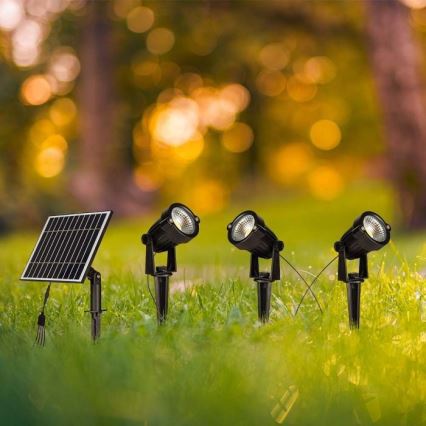 CONJUNTO 3x Candeeiro solar exterior LED 3xLED/1,2W/3,7V IP65 3000K
