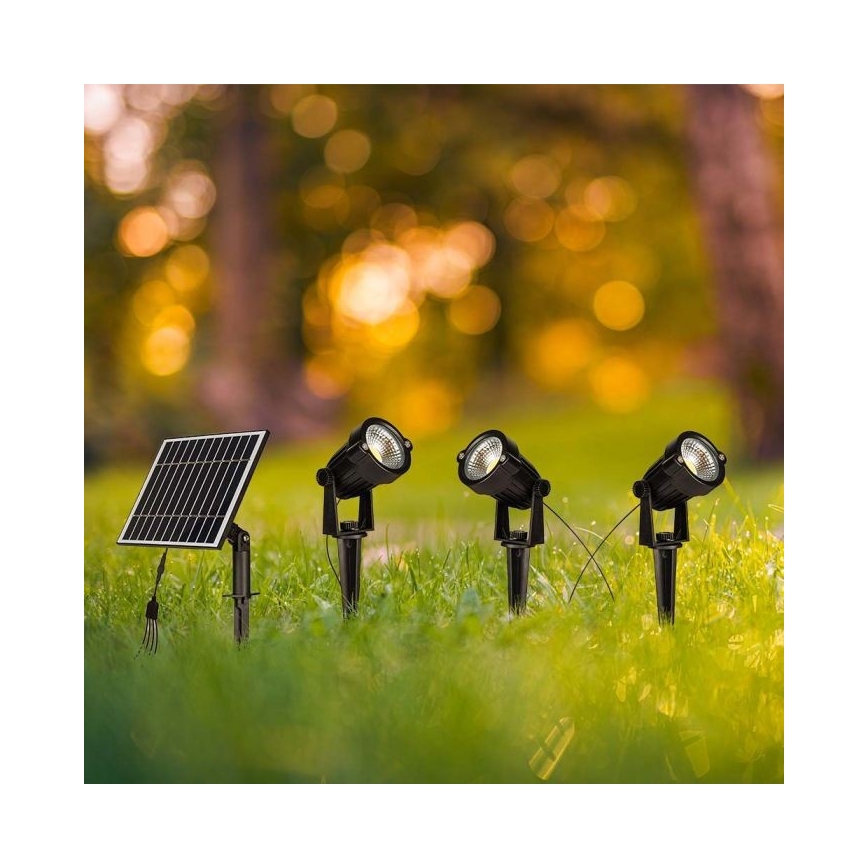 CONJUNTO 3x Candeeiro solar exterior LED 3xLED/1,2W/3,7V IP65 3000K