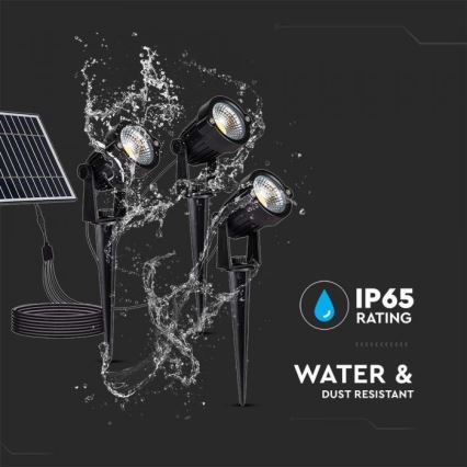 CONJUNTO 3x Candeeiro solar exterior LED 3xLED/1,2W/3,7V IP65 3000K
