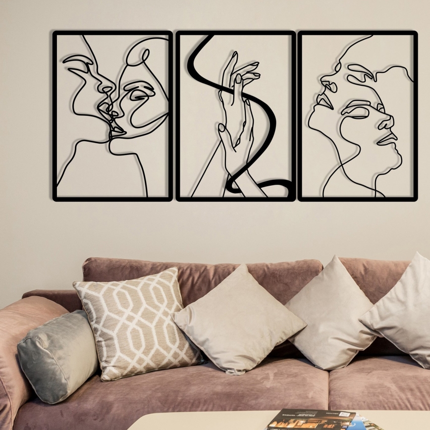 CONJUNTO 3x Decorações de parede 109x50 cm amor metal