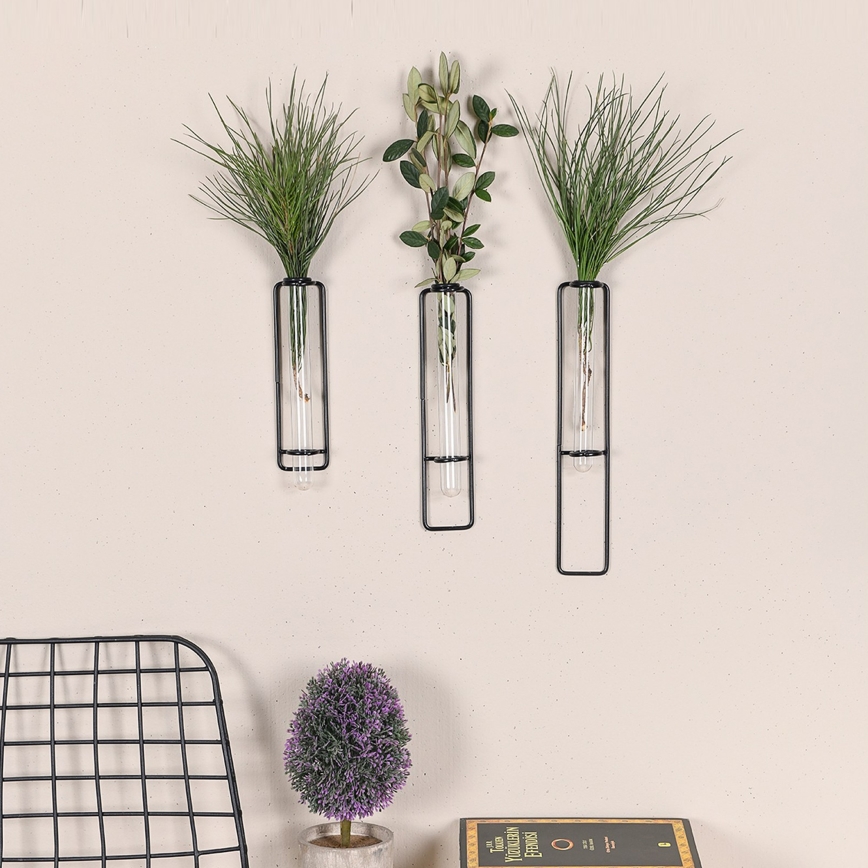 CONJUNTO 3x Decorações de parede para flores 20/25/30 cm preto