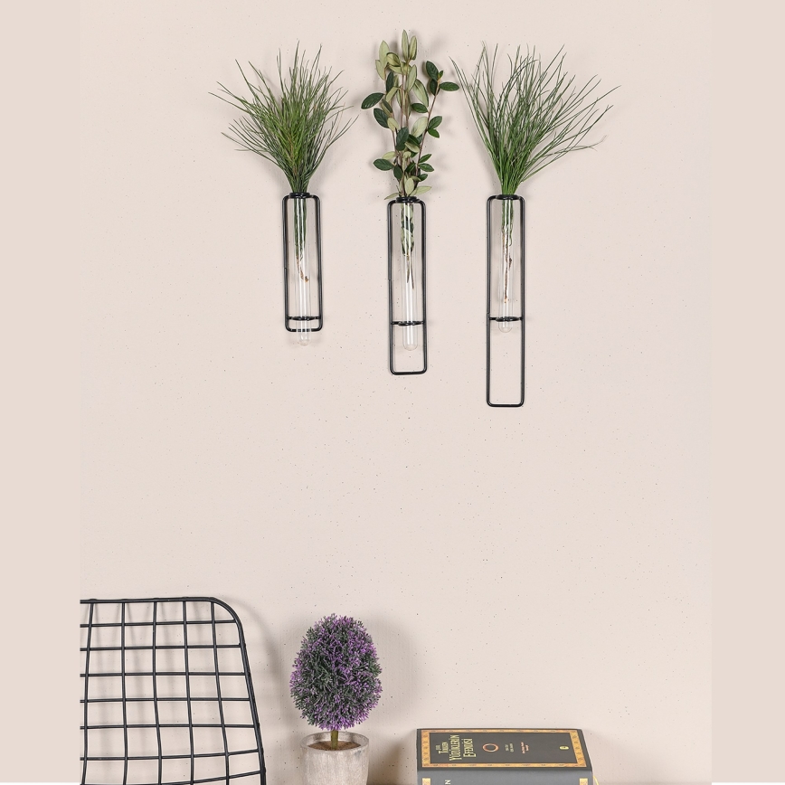 CONJUNTO 3x Decorações de parede para flores 20/25/30 cm preto