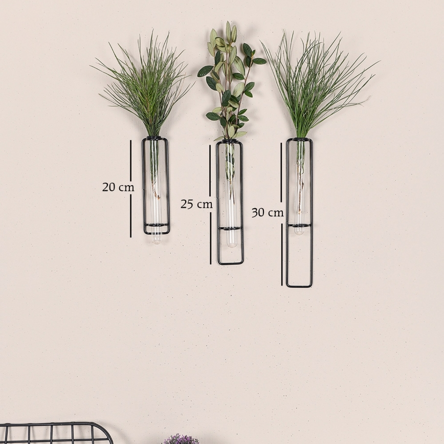 CONJUNTO 3x Decorações de parede para flores 20/25/30 cm preto
