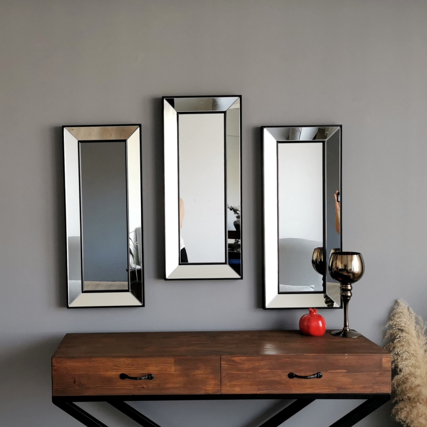 CONJUNTO 3x Espelho de parede 70x30 cm preto