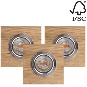 CONJUNTO 3x Focos de encastrar LED VITAR 1xGU10/5W/230V CRI 90 carvalho – FSC certificado