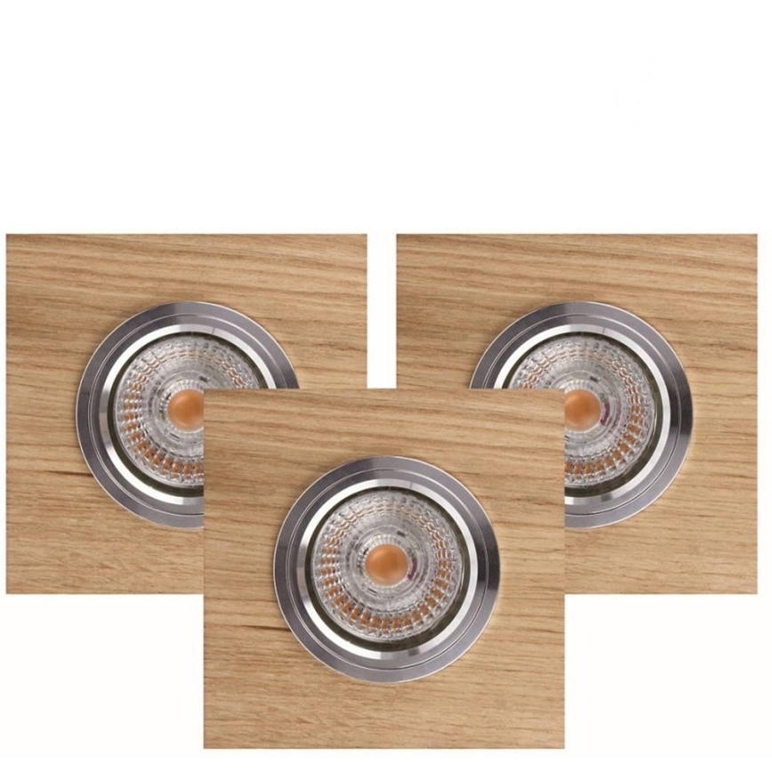 CONJUNTO 3x Focos de encastrar LED VITAR 1xGU10/5W/230V CRI 90 carvalho