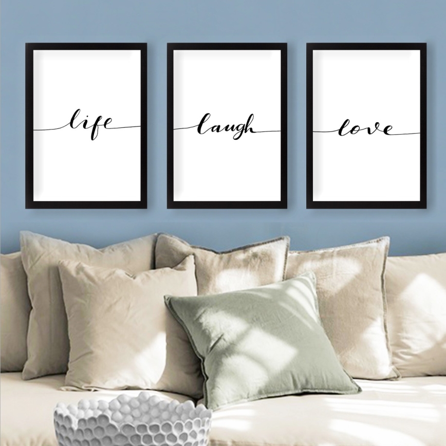 CONJUNTO 3x Fotografias numa moldura 24x29 cm preto