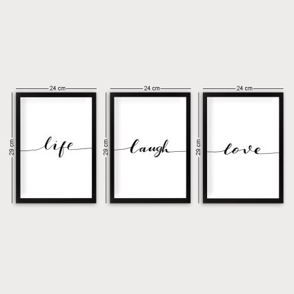 CONJUNTO 3x Fotografias numa moldura 24x29 cm preto