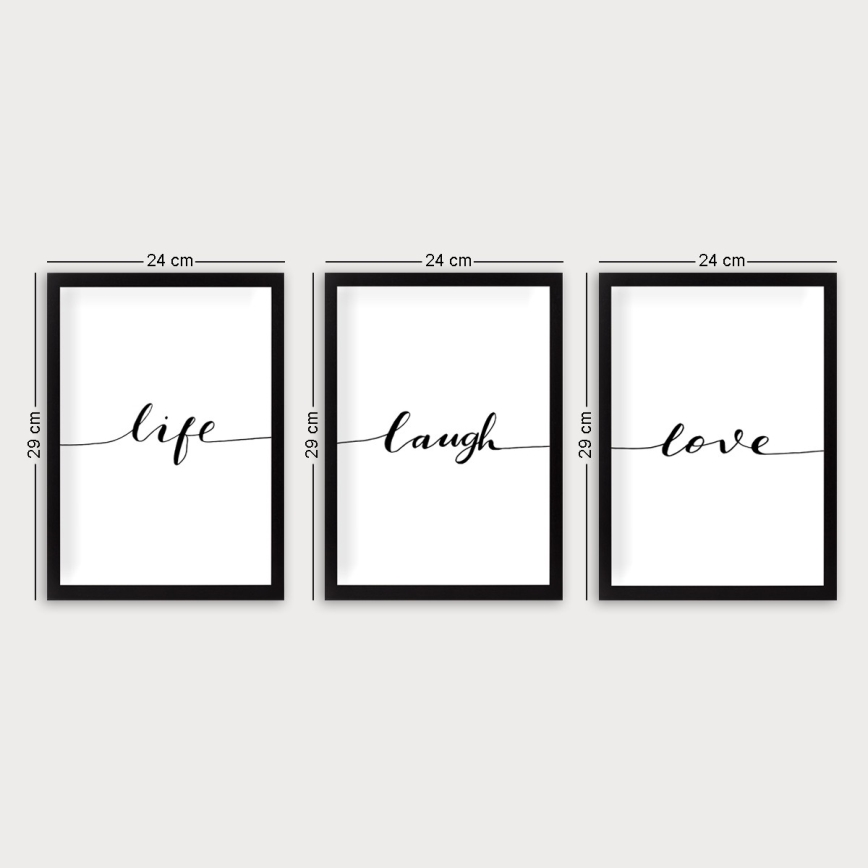 CONJUNTO 3x Fotografias numa moldura 24x29 cm preto