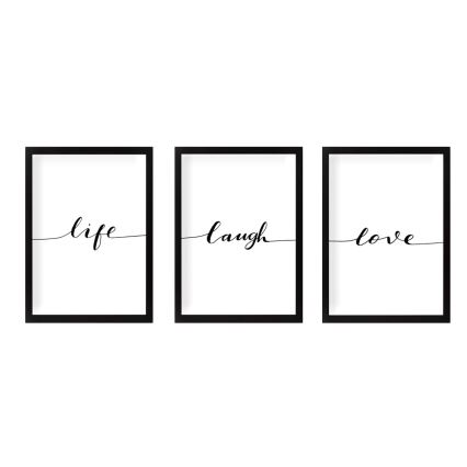CONJUNTO 3x Fotografias numa moldura 24x29 cm preto