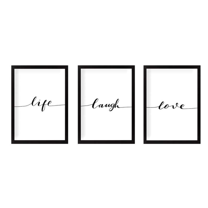 CONJUNTO 3x Fotografias numa moldura 24x29 cm preto