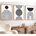 CONJUNTO 3x Fotografias numa moldura 50x70 cm preto/branco