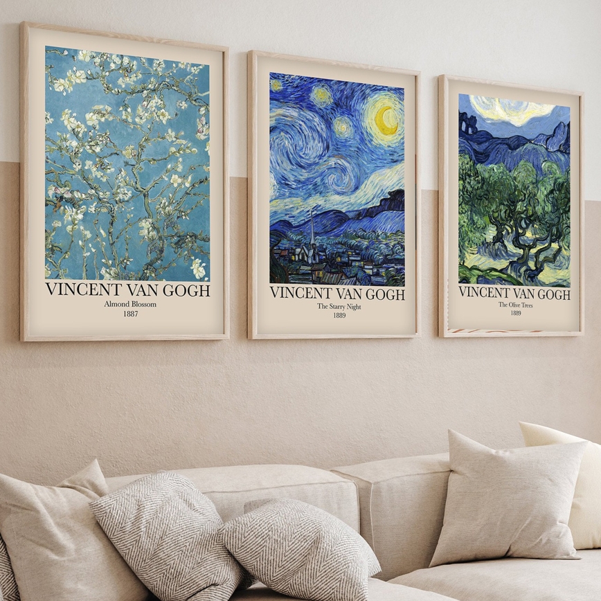 CONJUNTO 3x Fotografias numa moldura 50x70 cm Vincent van Gogh
