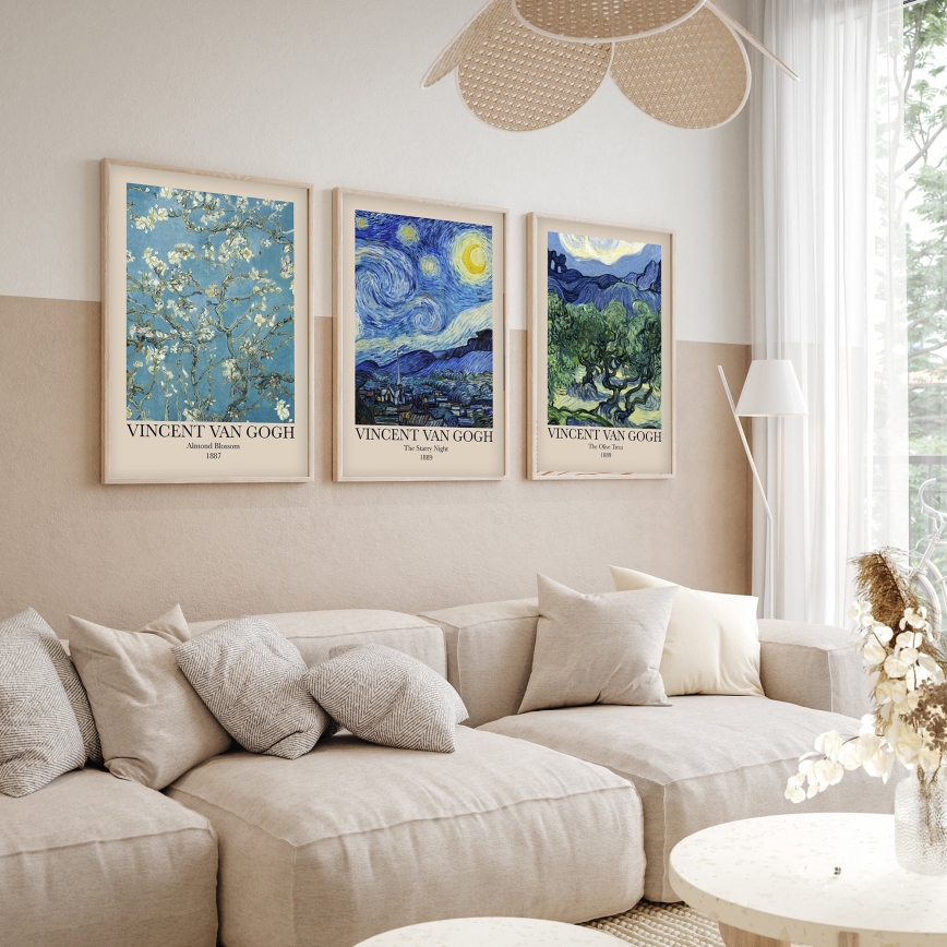 CONJUNTO 3x Fotografias numa moldura 50x70 cm Vincent van Gogh