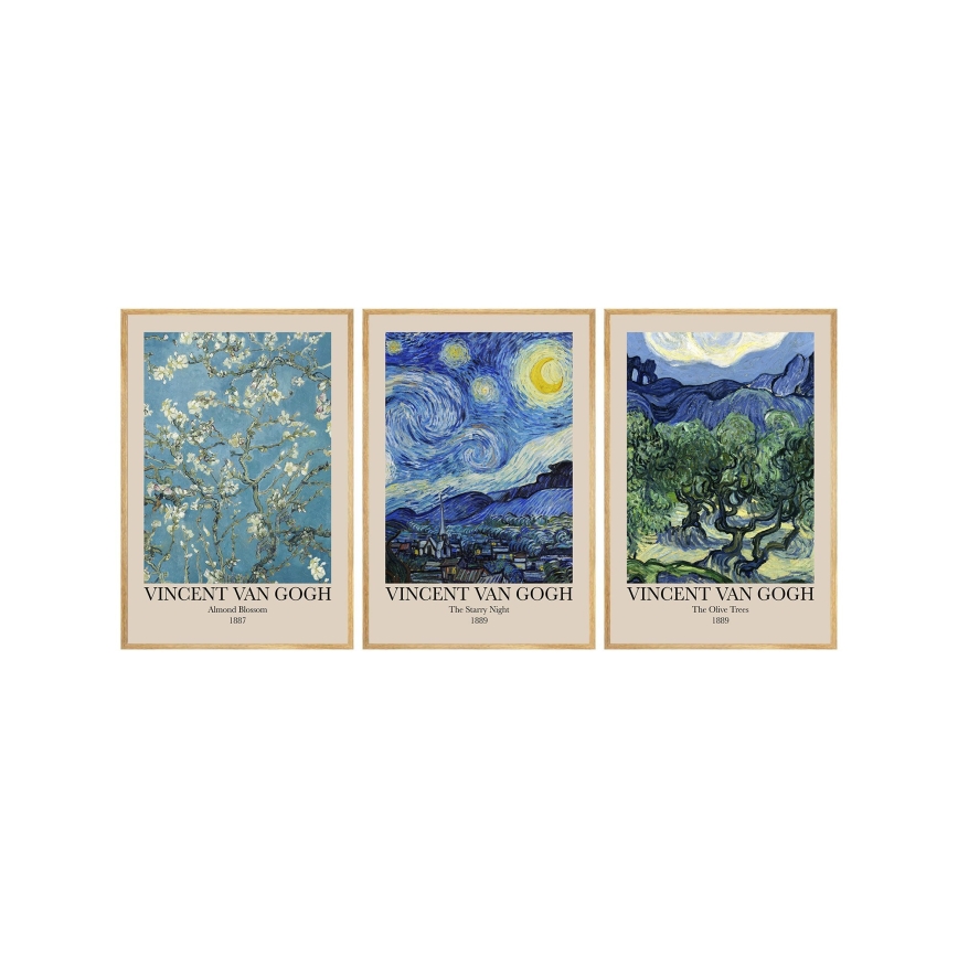 CONJUNTO 3x Fotografias numa moldura 50x70 cm Vincent van Gogh
