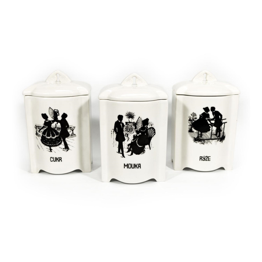 Conjunto 3x frasco de especiarias em cerâmica Rokoko branco