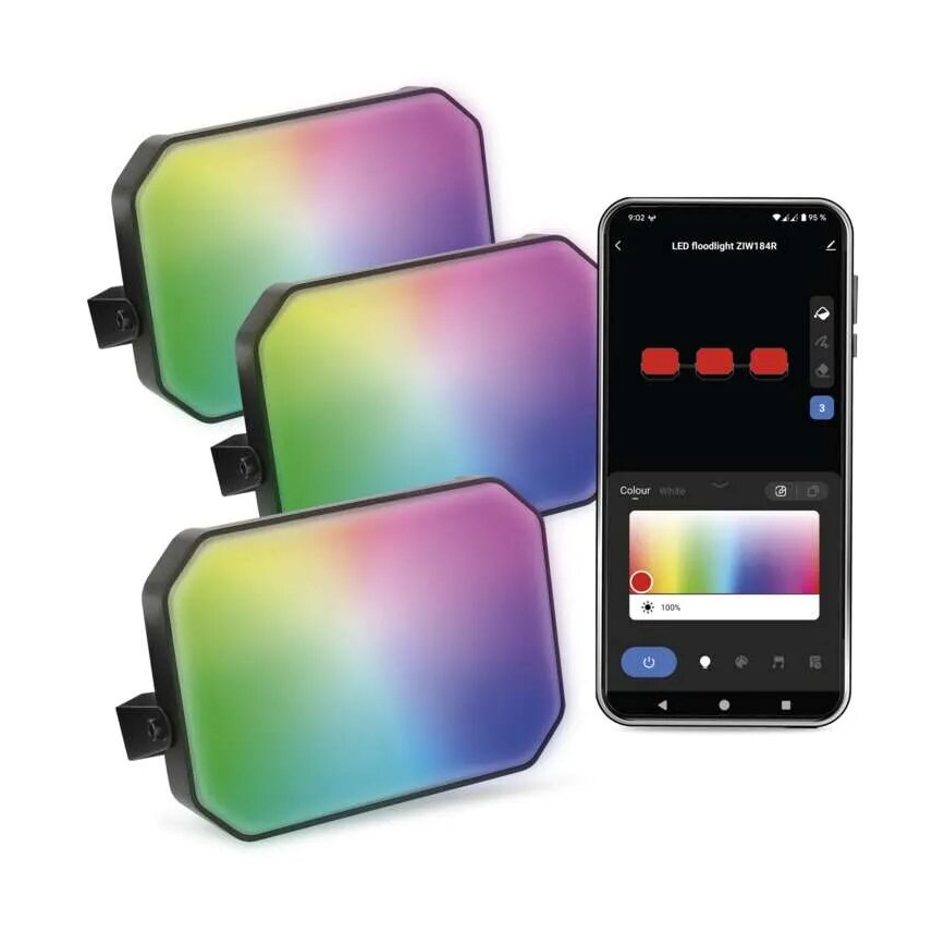 CONJUNTO 3x Holofotes LED RGBIC para exterior com regulação LED/14W/230V 3000-6500K IP65 Wi-Fi Tuya