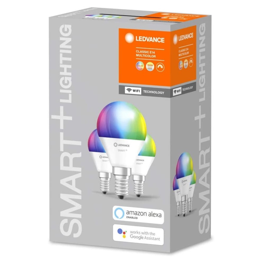 CONJUNTO 3x Lâmpada com regulação LED RGBW SMART + E14/5W/230V 2,700K-6,500K Wi-Fi - Ledvance