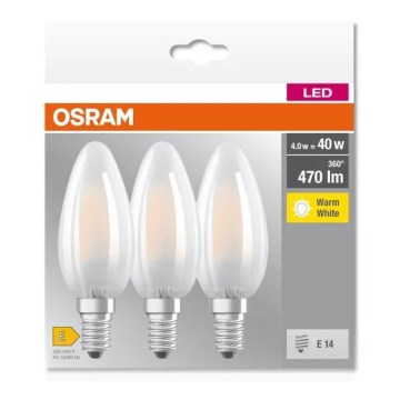 CONJUNTO 3x Lâmpada LED B40 E14/4W/230V 2700K - Osram