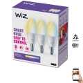 CONJUNTO 3x Lâmpada LED com regulação C37 E14/4,9W/230V 2700-6500K CRI 90 Wi-Fi - WiZ