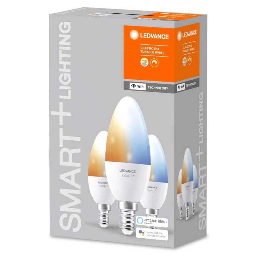 CONJUNTO 3x Lâmpada LED com regulação SMART + E14/5W/230V 2700K-6500K Wi-Fi - Ledvance