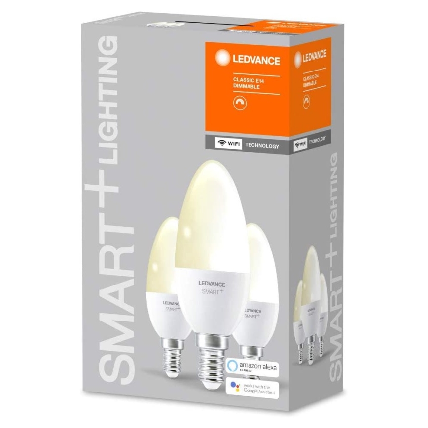 CONJUNTO 3x Lâmpada LED com regulação SMART + E14/5W/230V 2700K Wi-Fi - Ledvance