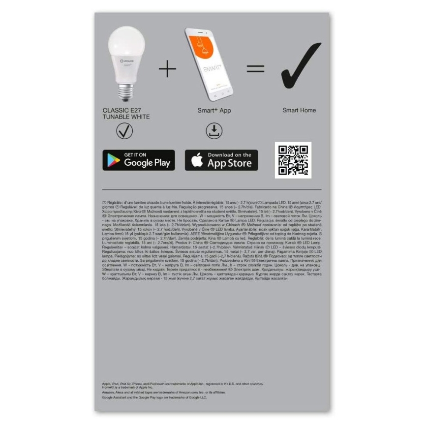 CONJUNTO 3x Lâmpada LED com regulação SMART + E27/14W/230V 2700K-6500K Wi-Fi - Ledvance