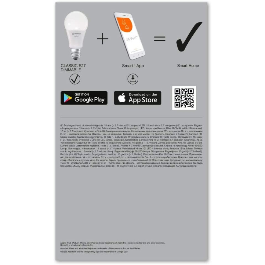 CONJUNTO 3x Lâmpada LED com regulação SMART + E27/14W/230V 2700K Wi-Fi - Ledvance