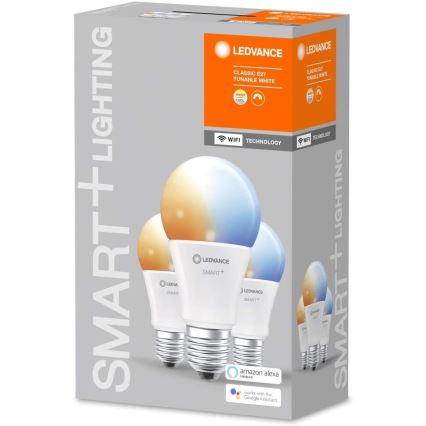 CONJUNTO 3x Lâmpada LED com regulação SMART + E27/9,5W/230V 2700K-6500K Wi-Fi - Ledvance